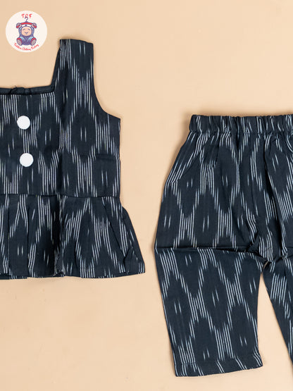 Black - Girls Readymade Ikat Co-ords Sets