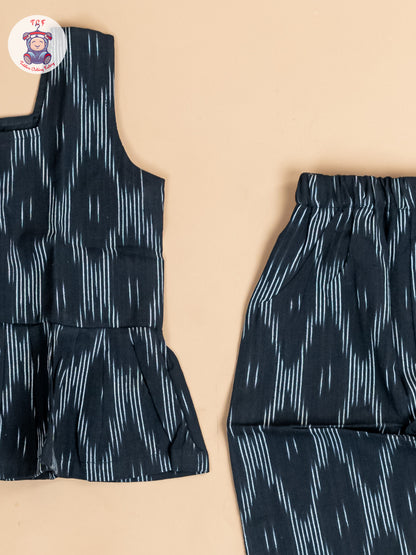 Black - Girls Readymade Ikat Co-ords Sets