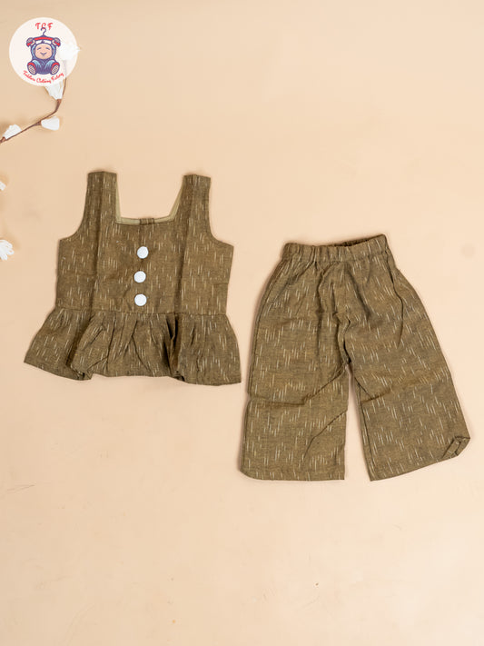 Light Green - Girls Readymade Ikat Co-ords Sets