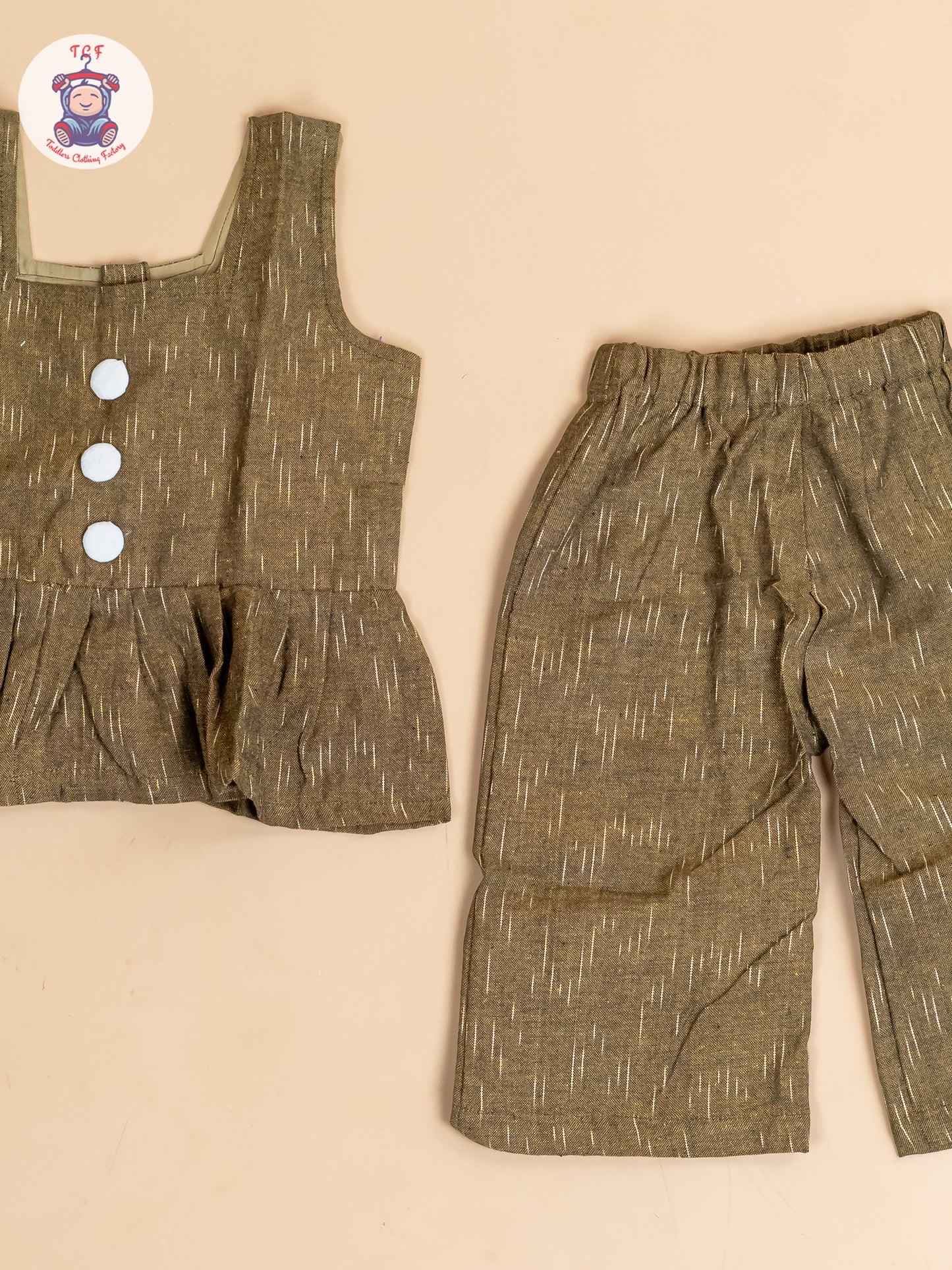 Light Green - Girls Readymade Ikat Co-ords Sets