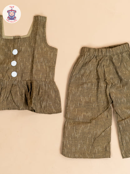 Light Green - Girls Readymade Ikat Co-ords Sets