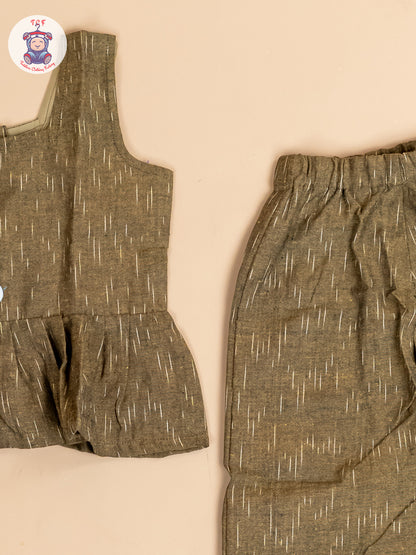 Light Green - Girls Readymade Ikat Co-ords Sets