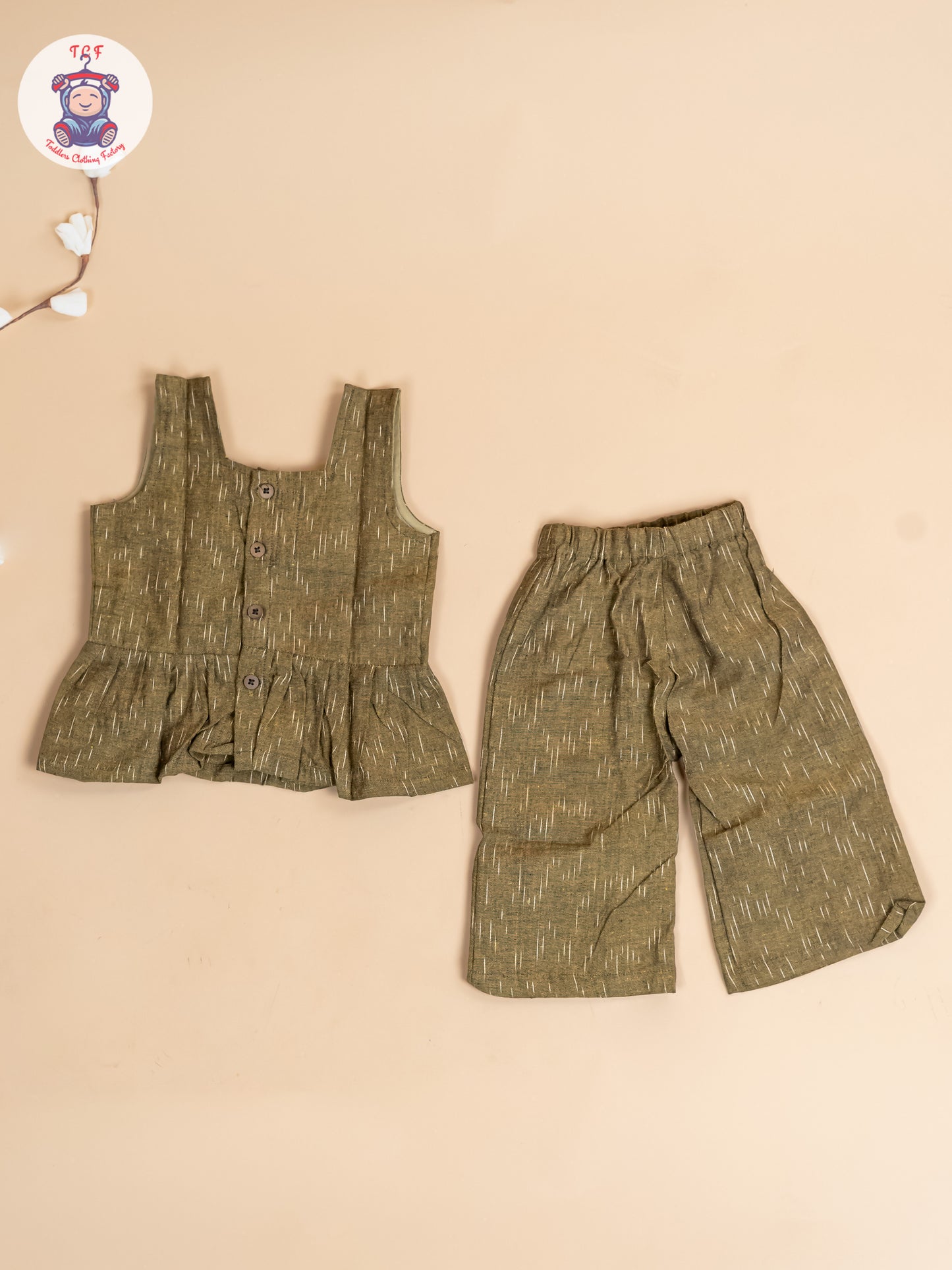 Light Green - Girls Readymade Ikat Co-ords Sets