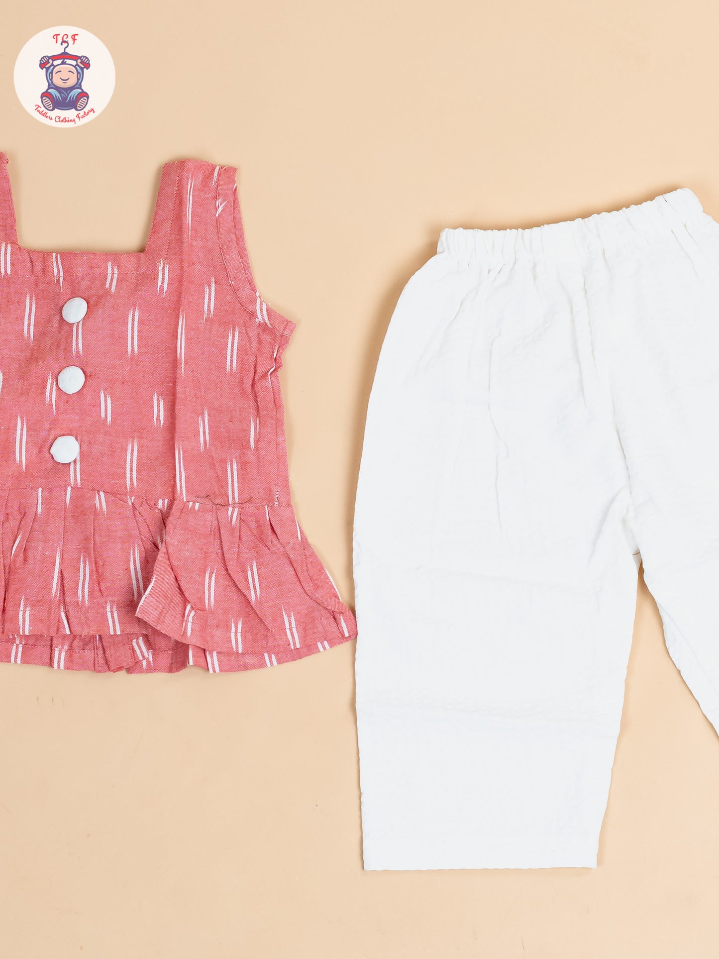 Pink & White - Girls Readymade Ikat Co-ords Sets
