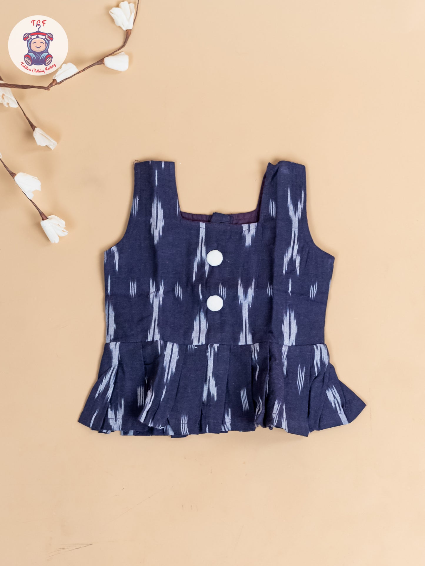 Navy Blue - Girls Readymade Ikat Co-ords Sets