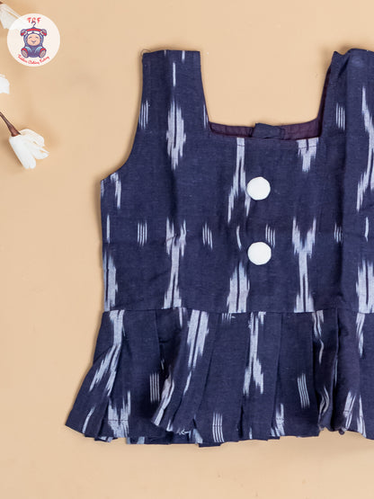 Navy Blue - Girls Readymade Ikat Co-ords Sets