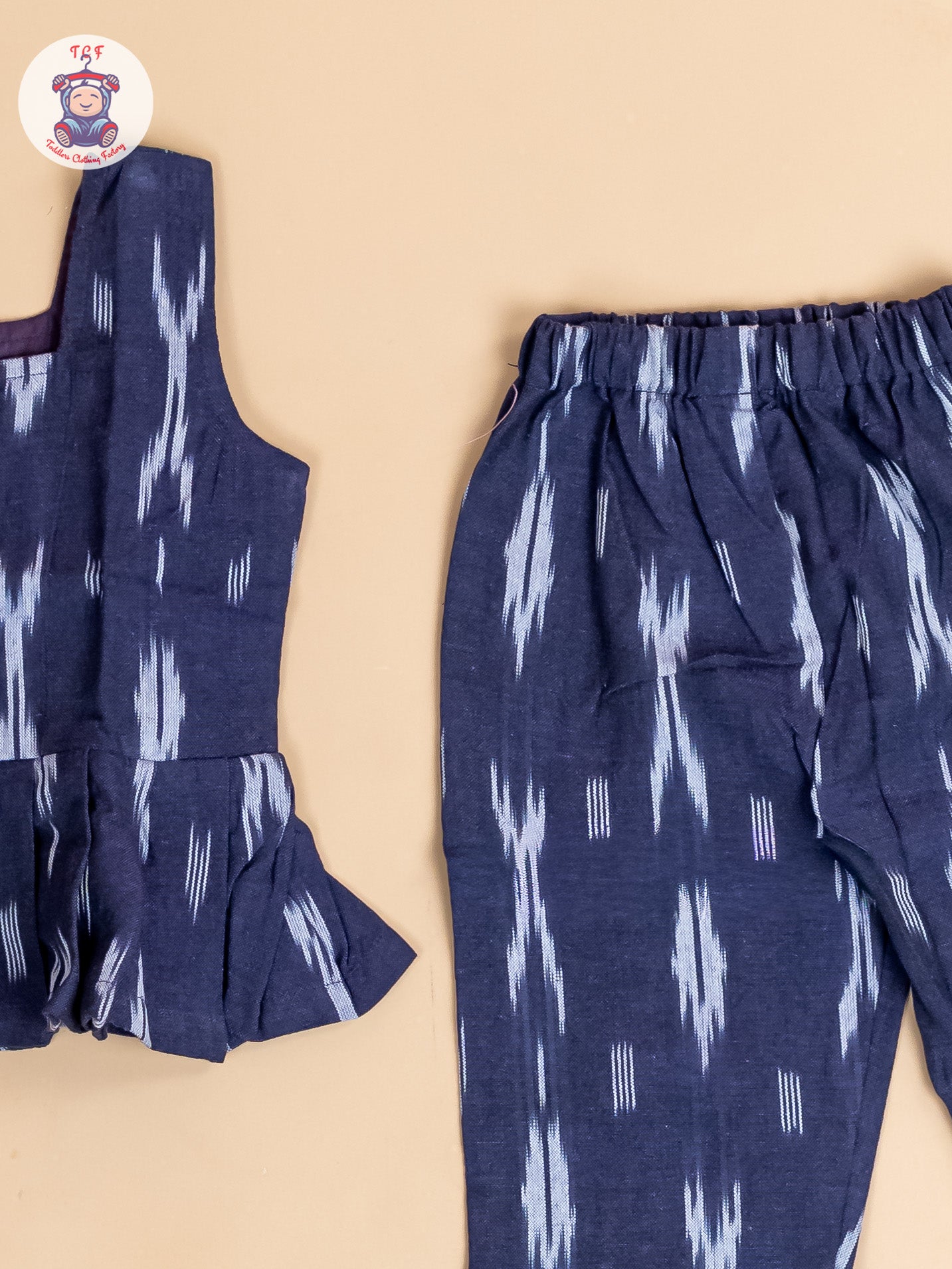 Navy Blue - Girls Readymade Ikat Co-ords Sets