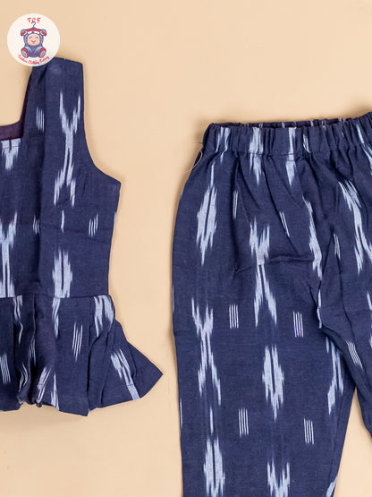 Navy Blue - Girls Readymade Ikat Co-ords Sets