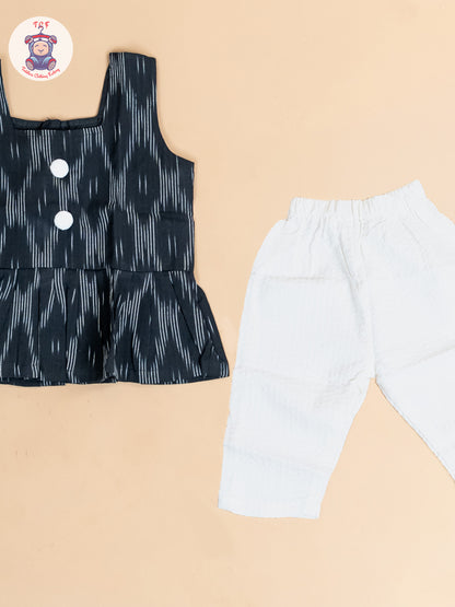 Black & White - Girls Readymade Ikat Co-ords Sets