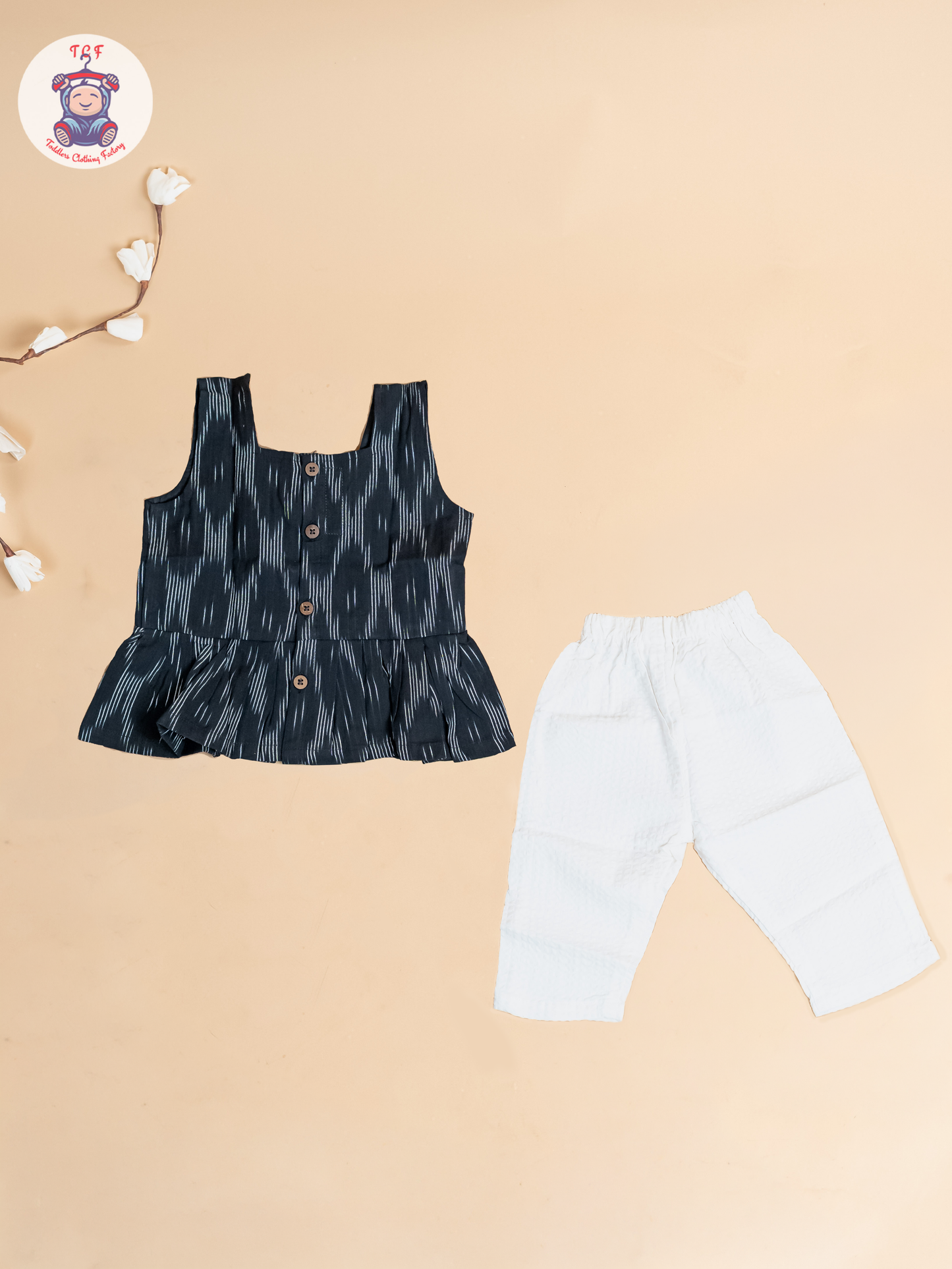Black & White - Girls Readymade Ikat Co-ords Sets