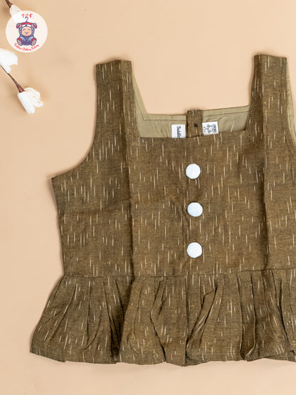 Light Green & White - Girls Readymade Ikat Co-ords Sets