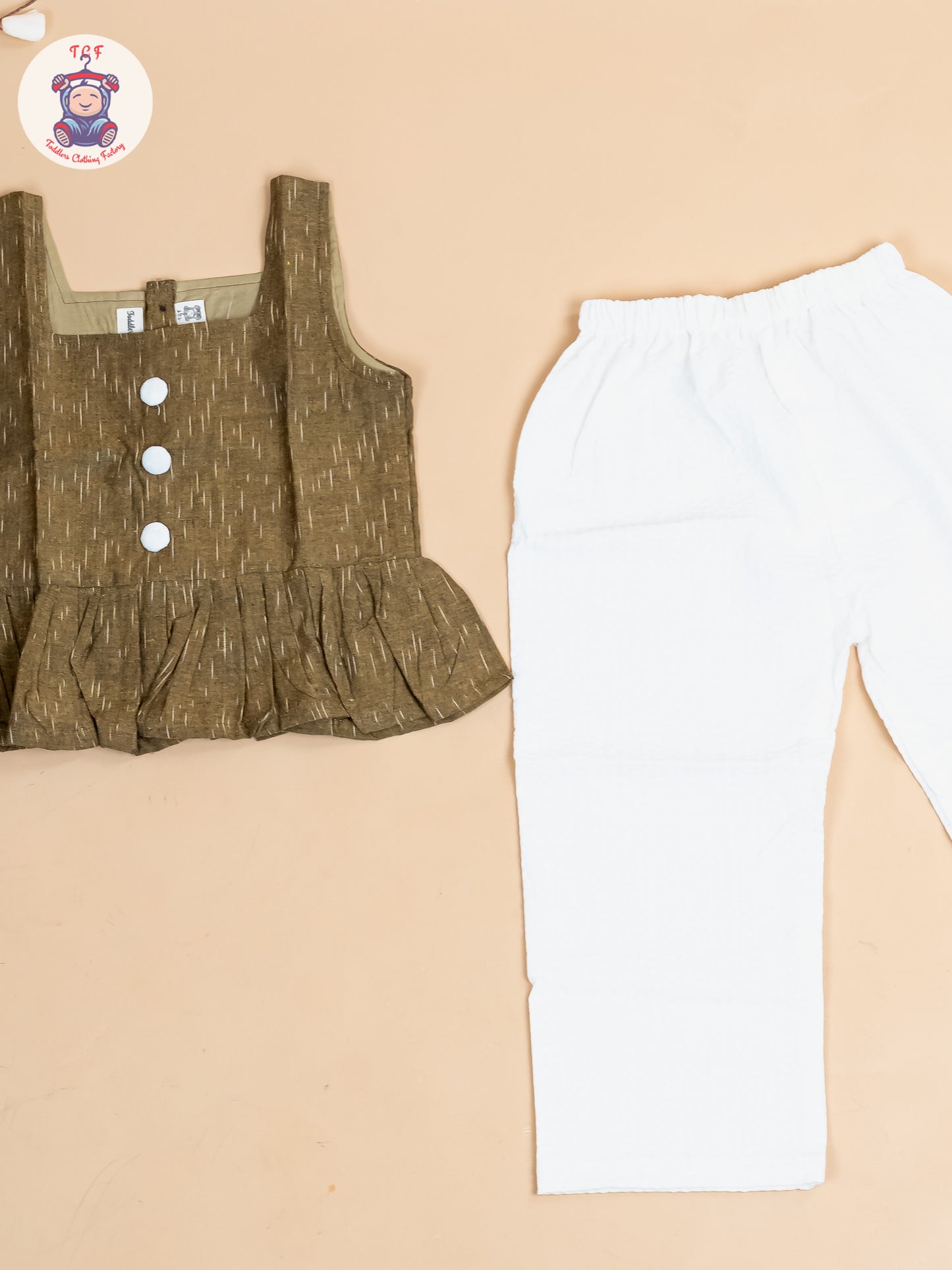 Light Green & White - Girls Readymade Ikat Co-ords Sets