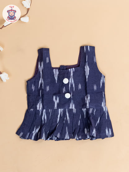 Navy Blue & White - Girls Readymade Ikat Co-ords Sets