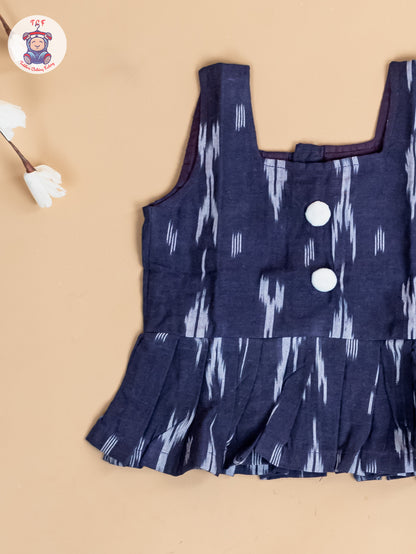 Navy Blue & White - Girls Readymade Ikat Co-ords Sets