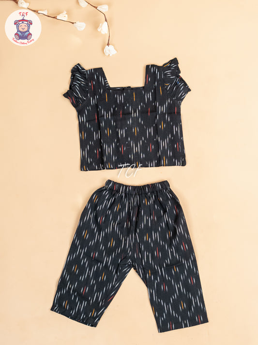 Black - Girls Readymade Ikat Co-ords Sets