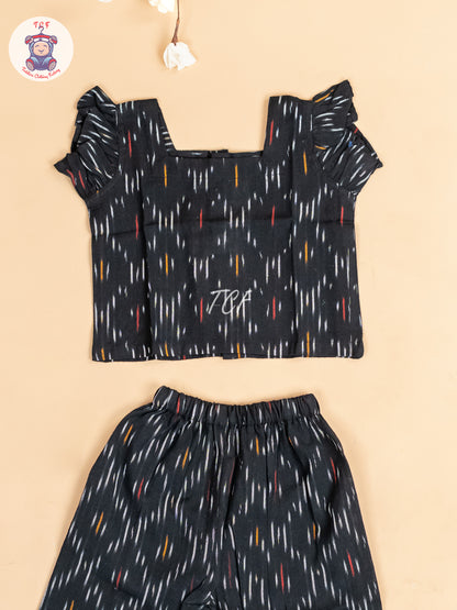 Black - Girls Readymade Ikat Co-ords Sets