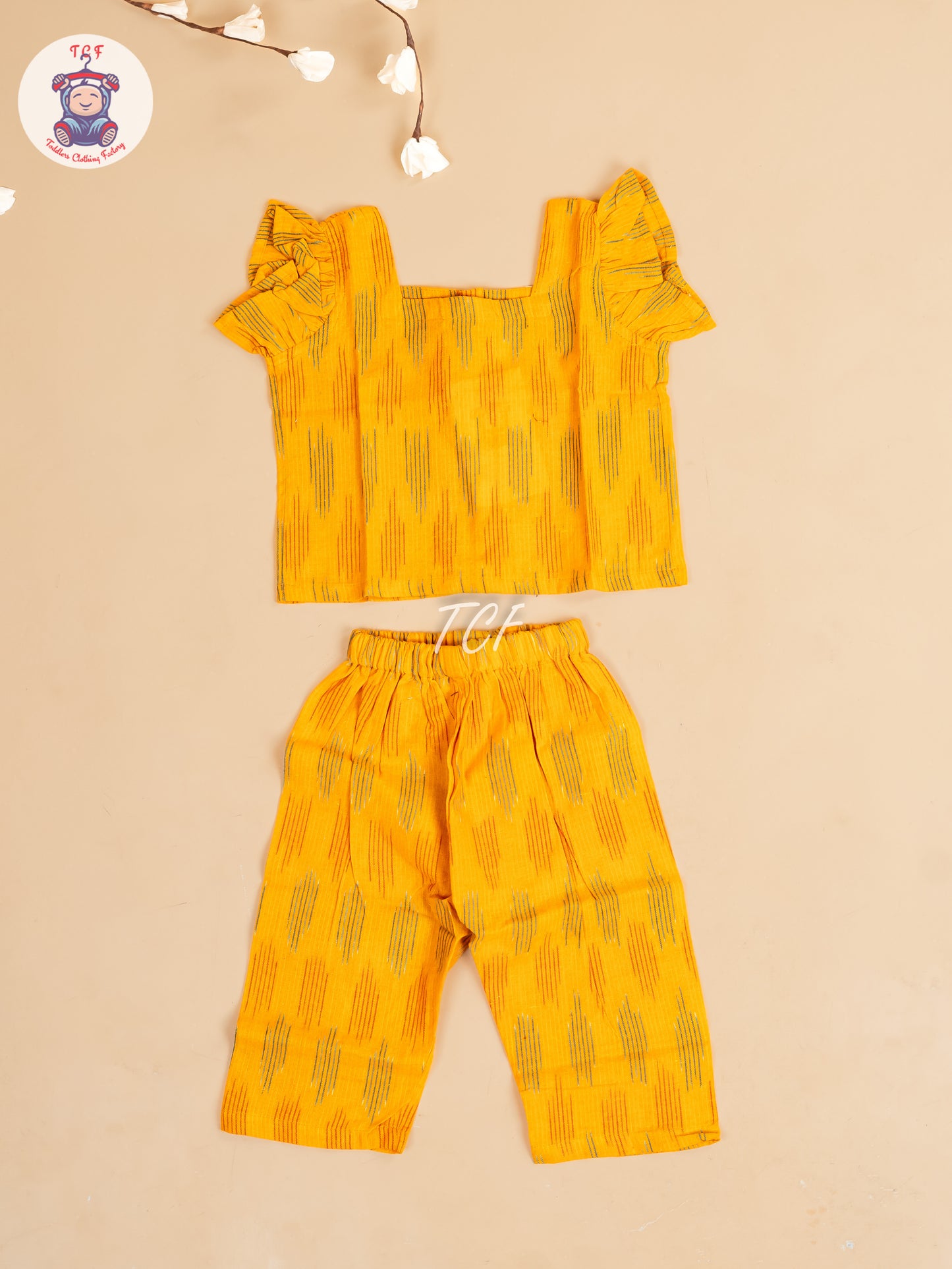 Yellow - Girls Readymade Ikat Co-ords Sets