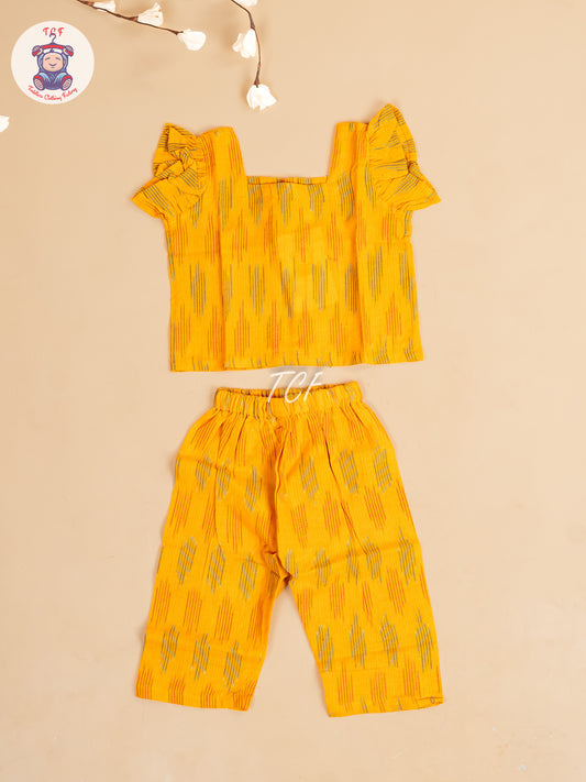 Yellow - Girls Readymade Ikat Co-ords Sets