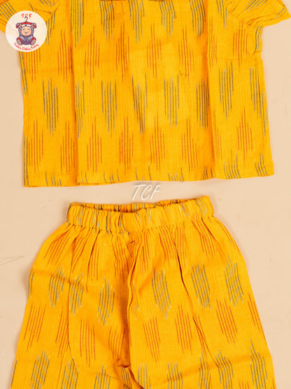 Yellow - Girls Readymade Ikat Co-ords Sets