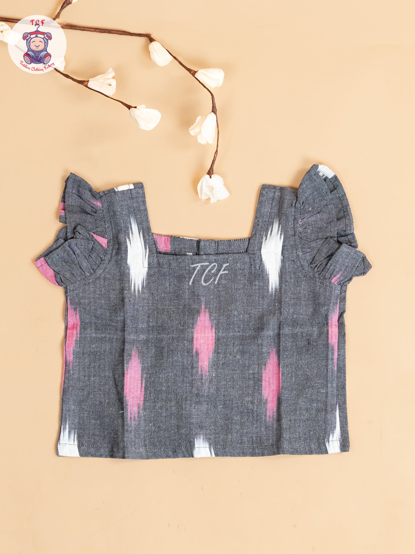 Grey - Girls Readymade Ikat Pyjama Sets