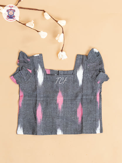 Grey - Girls Readymade Ikat Pyjama Sets