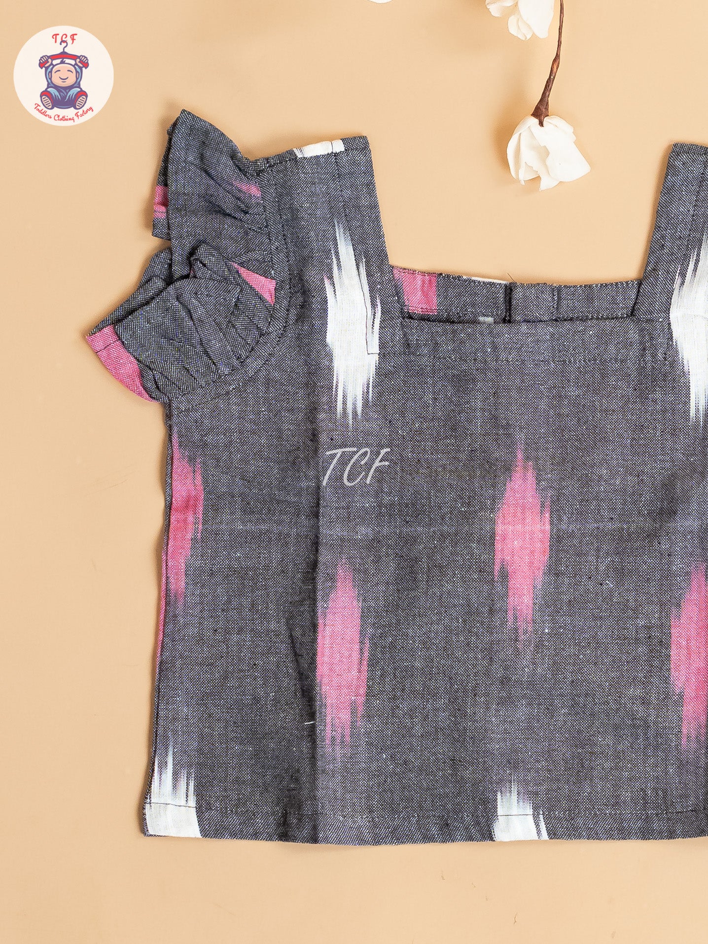 Grey - Girls Readymade Ikat Pyjama Sets
