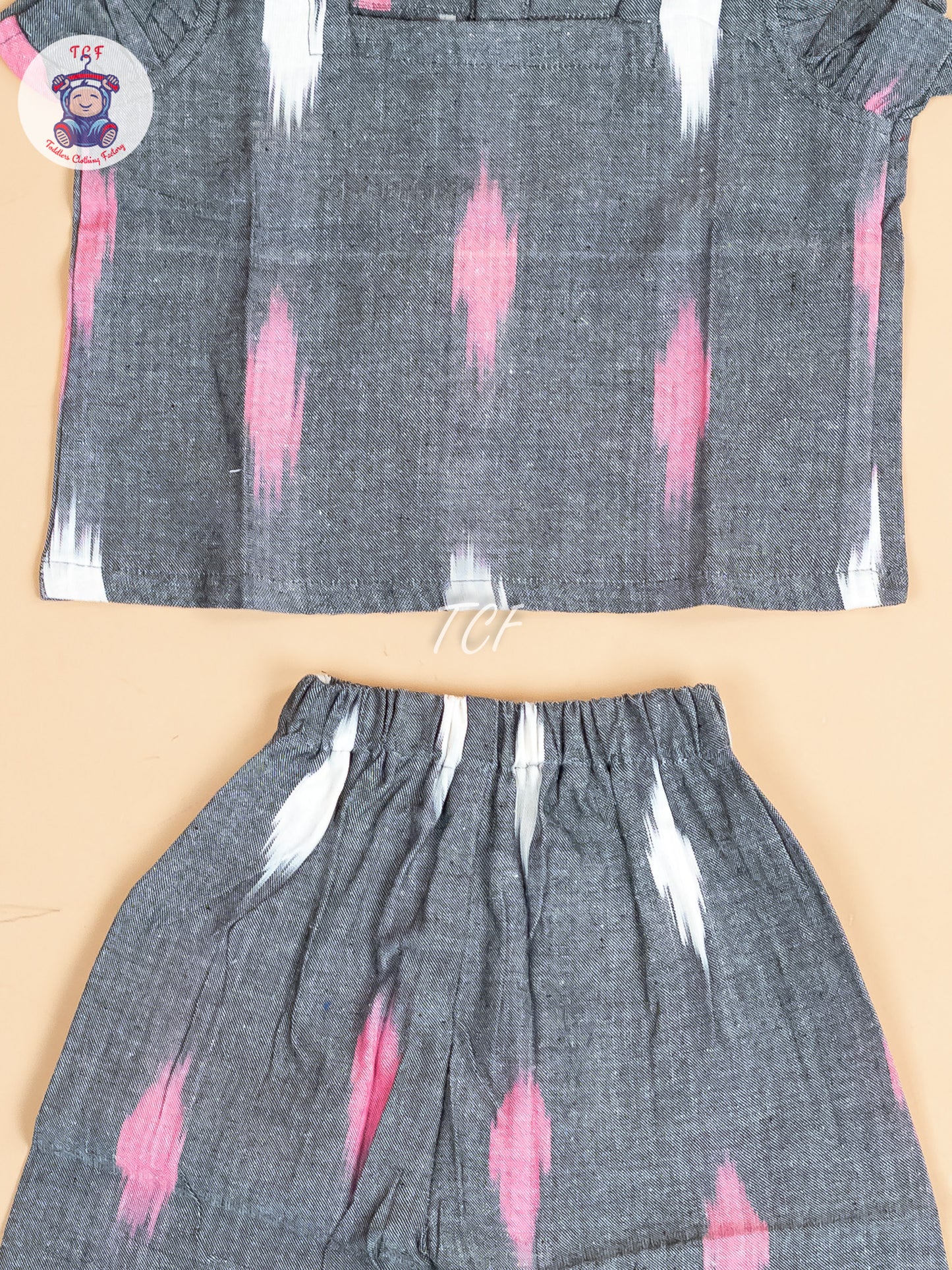 Grey - Girls Readymade Ikat Pyjama Sets