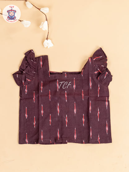 Maroon - Girls Readymade Ikat Pyjama Sets