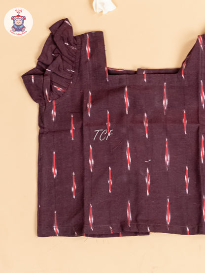 Maroon - Girls Readymade Ikat Pyjama Sets