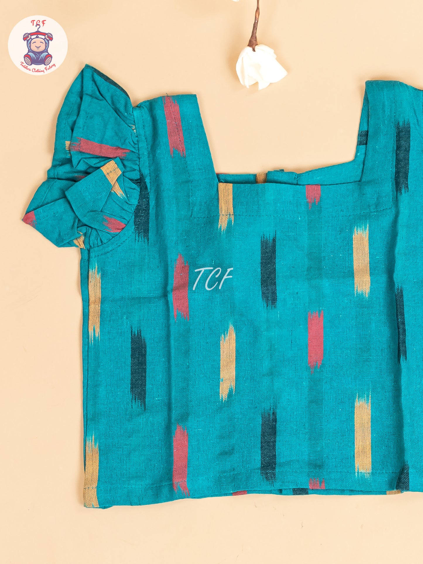 Teal Blue - Girls Readymade Ikat Pyjama Sets