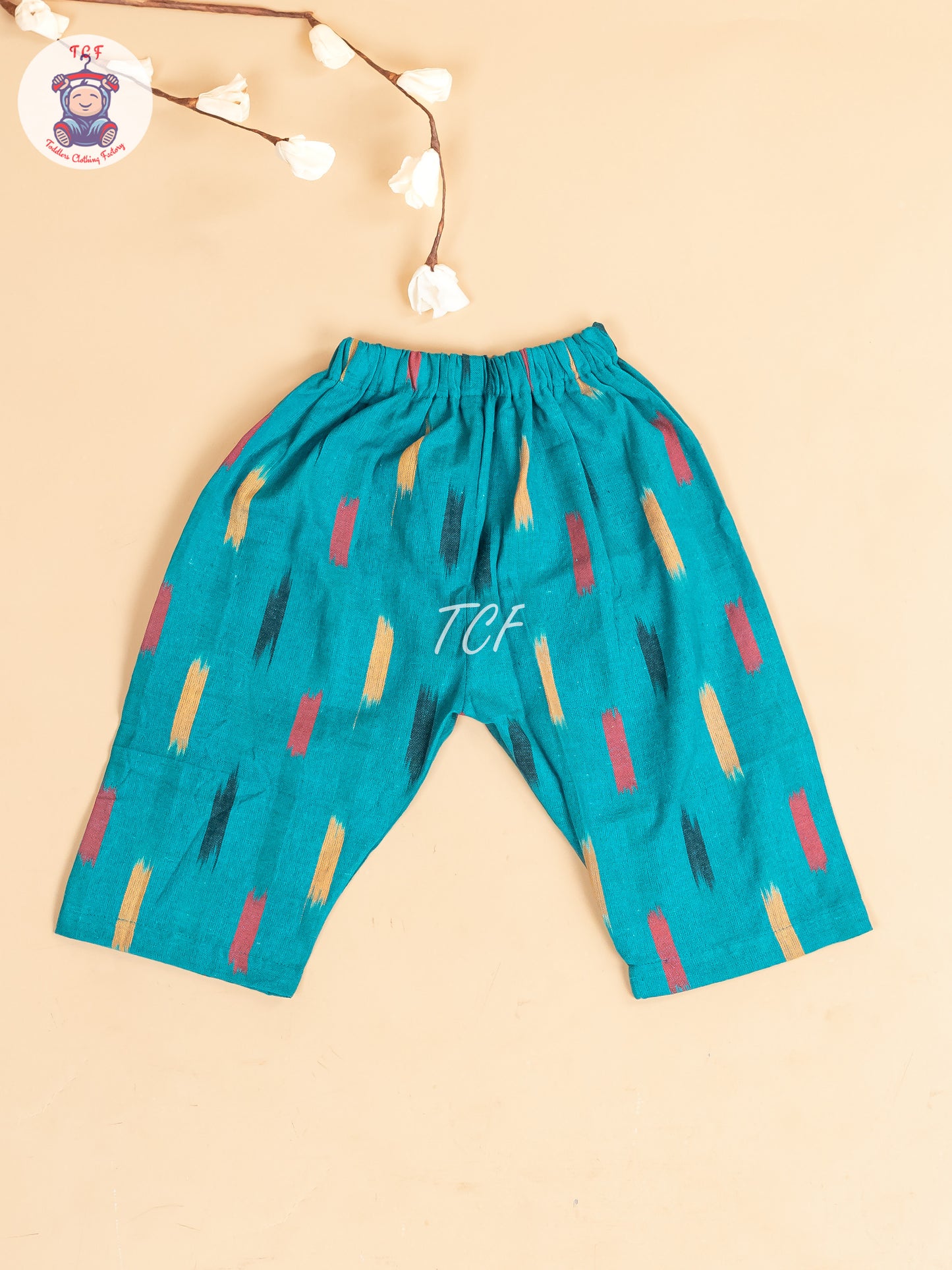 Teal Blue - Girls Readymade Ikat Pyjama Sets