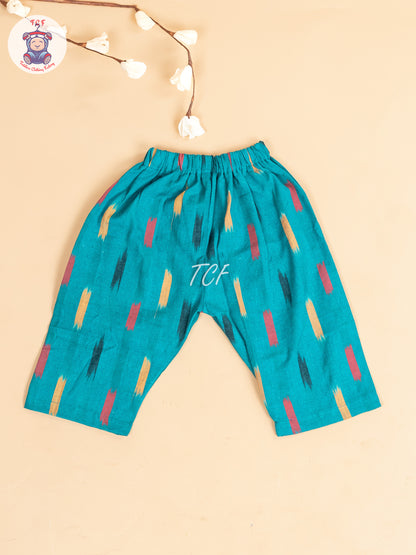 Teal Blue - Girls Readymade Ikat Pyjama Sets
