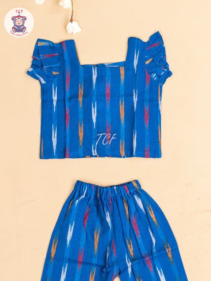 Royal Blue - Girls Readymade Ikat Pyjama Sets