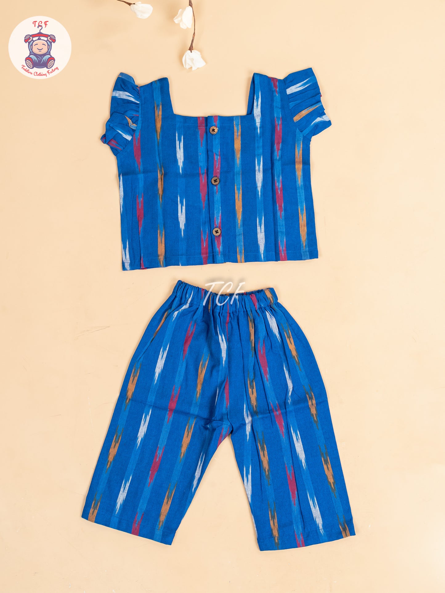 Royal Blue - Girls Readymade Ikat Pyjama Sets