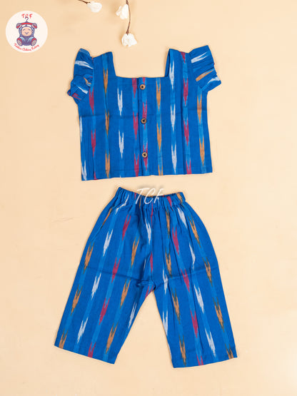 Royal Blue - Girls Readymade Ikat Pyjama Sets