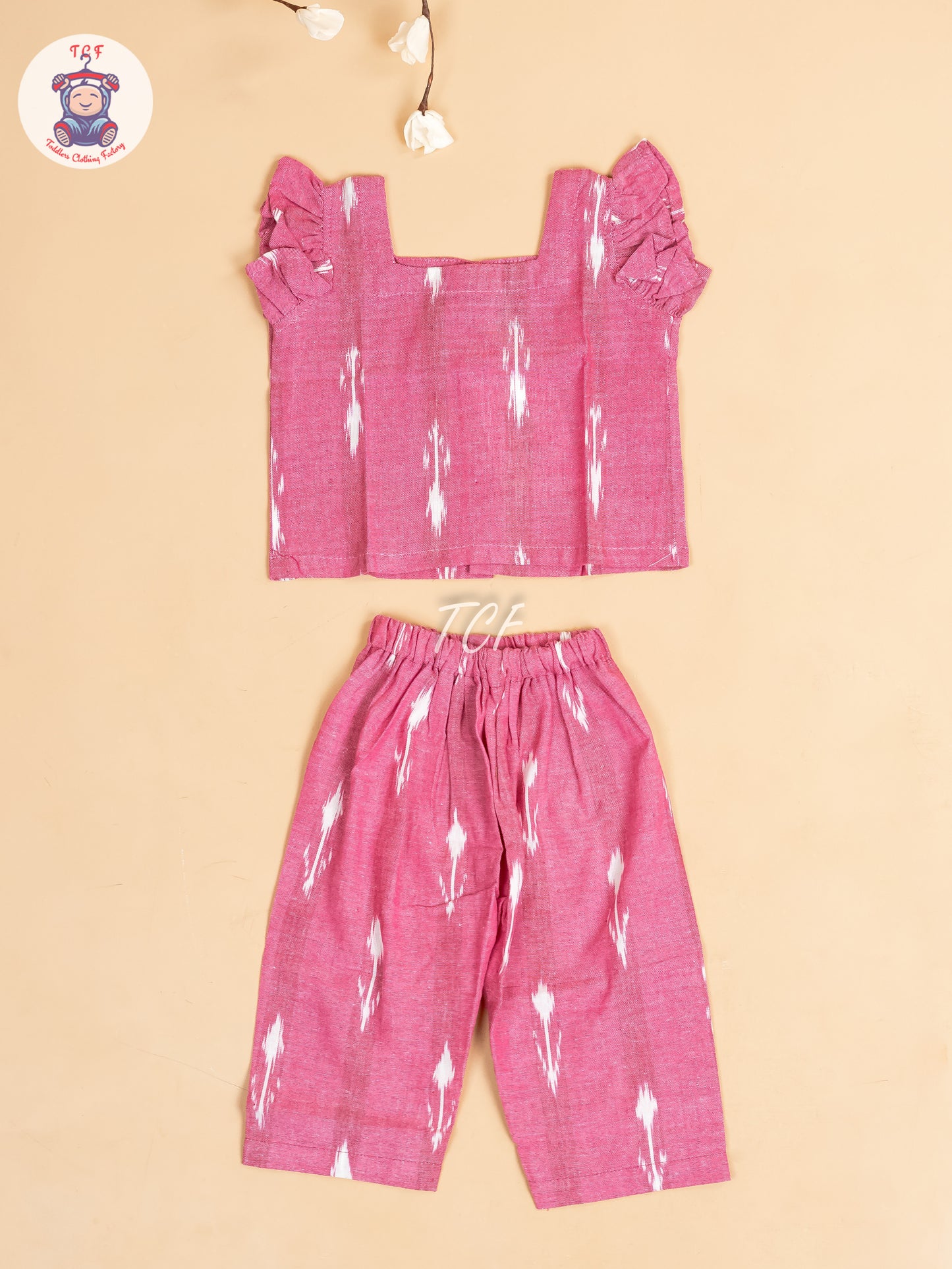 Pink - Girls Readymade Ikat Pyjama Sets