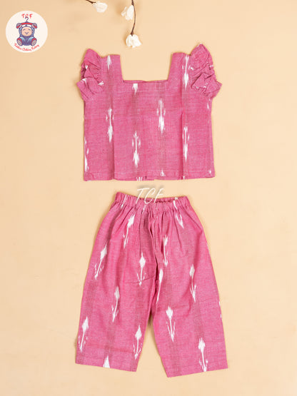 Pink - Girls Readymade Ikat Pyjama Sets