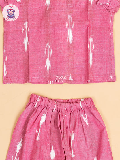 Pink - Girls Readymade Ikat Pyjama Sets