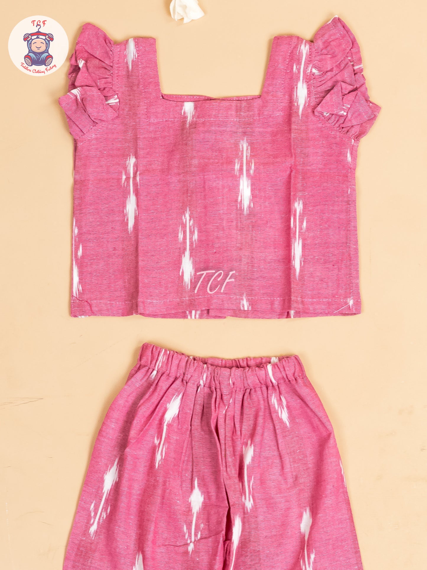 Pink - Girls Readymade Ikat Pyjama Sets
