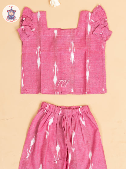 Pink - Girls Readymade Ikat Pyjama Sets