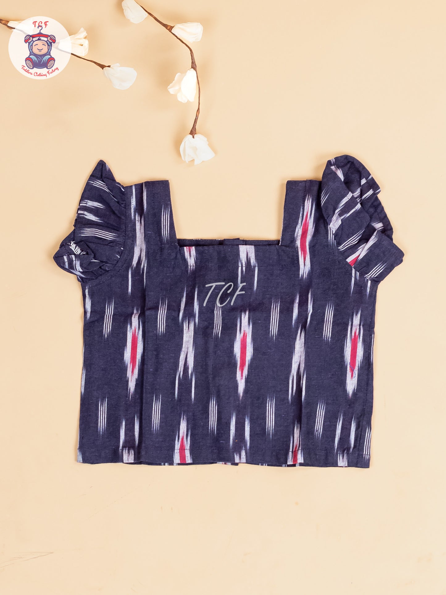 Navy Blue -  Girls Readymade Ikat Pyjama Sets