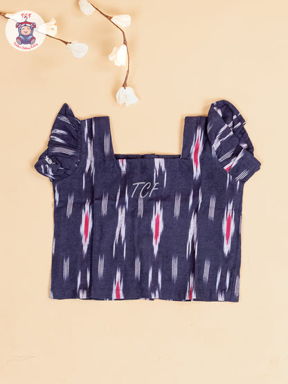 Navy Blue -  Girls Readymade Ikat Pyjama Sets