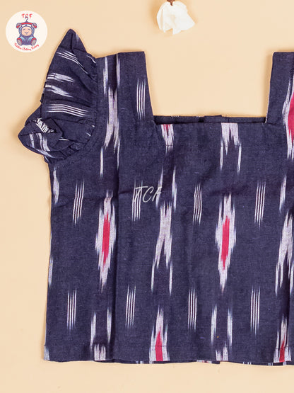 Navy Blue -  Girls Readymade Ikat Pyjama Sets