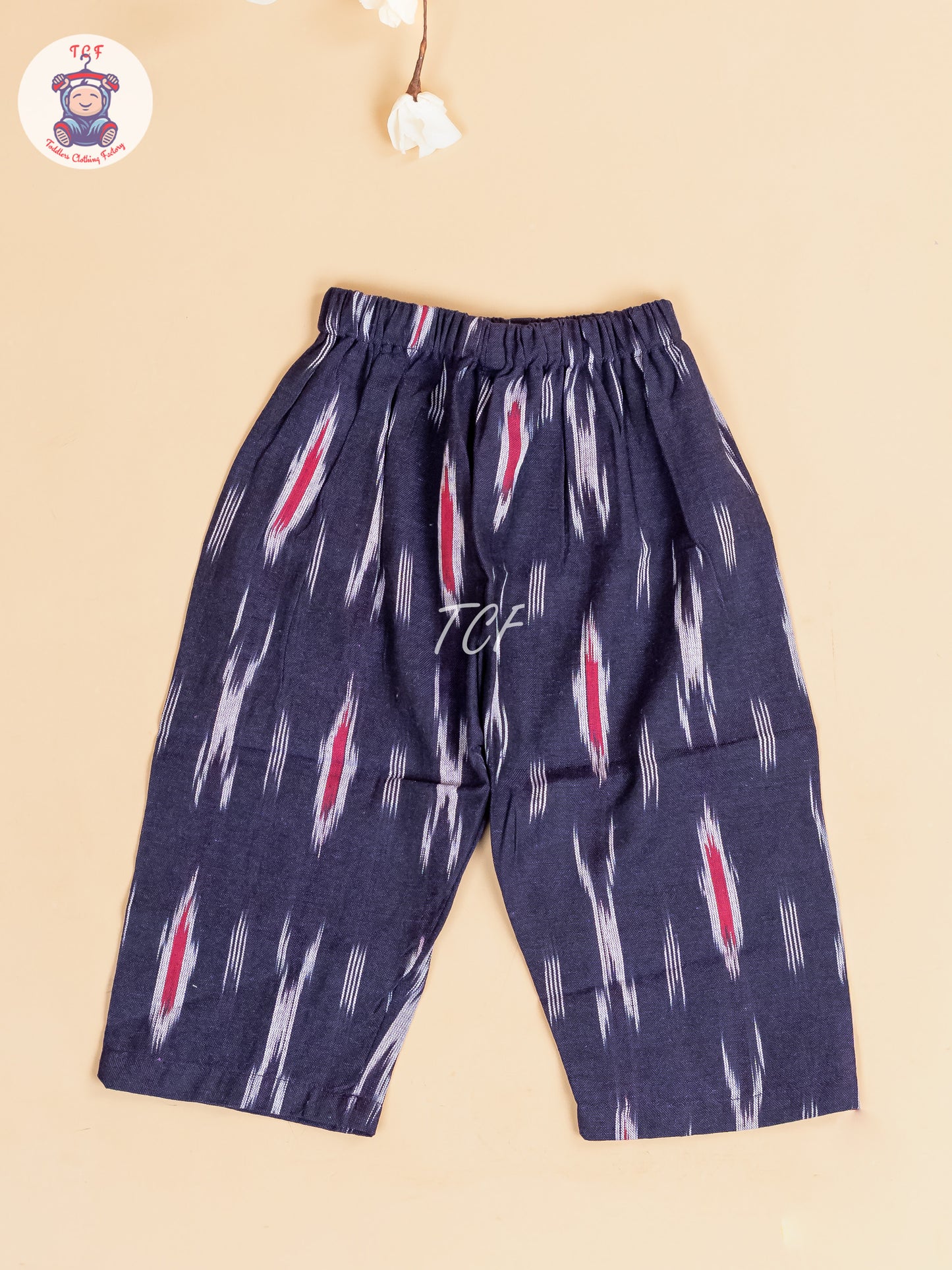 Navy Blue -  Girls Readymade Ikat Pyjama Sets