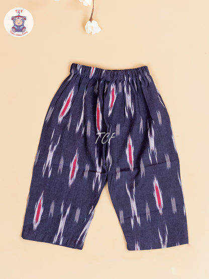 Navy Blue -  Girls Readymade Ikat Pyjama Sets
