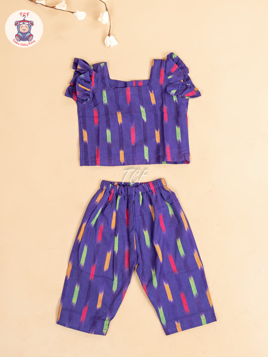 Purple - Girls Readymade Ikat Pyjama Sets