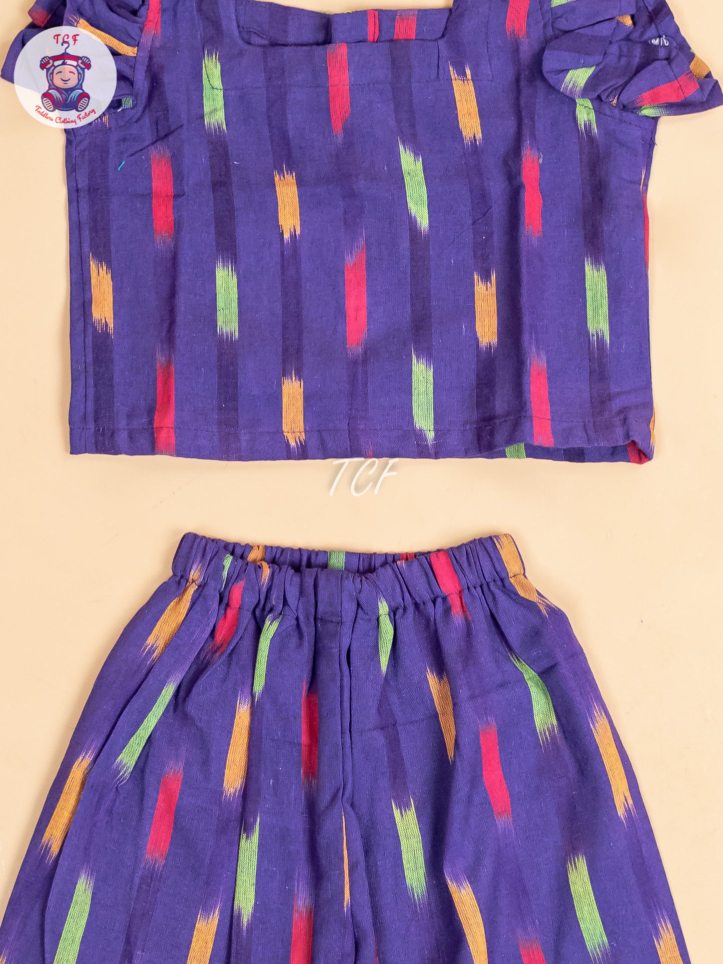 Purple - Girls Readymade Ikat Pyjama Sets