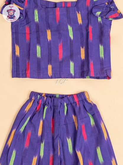 Purple - Girls Readymade Ikat Pyjama Sets