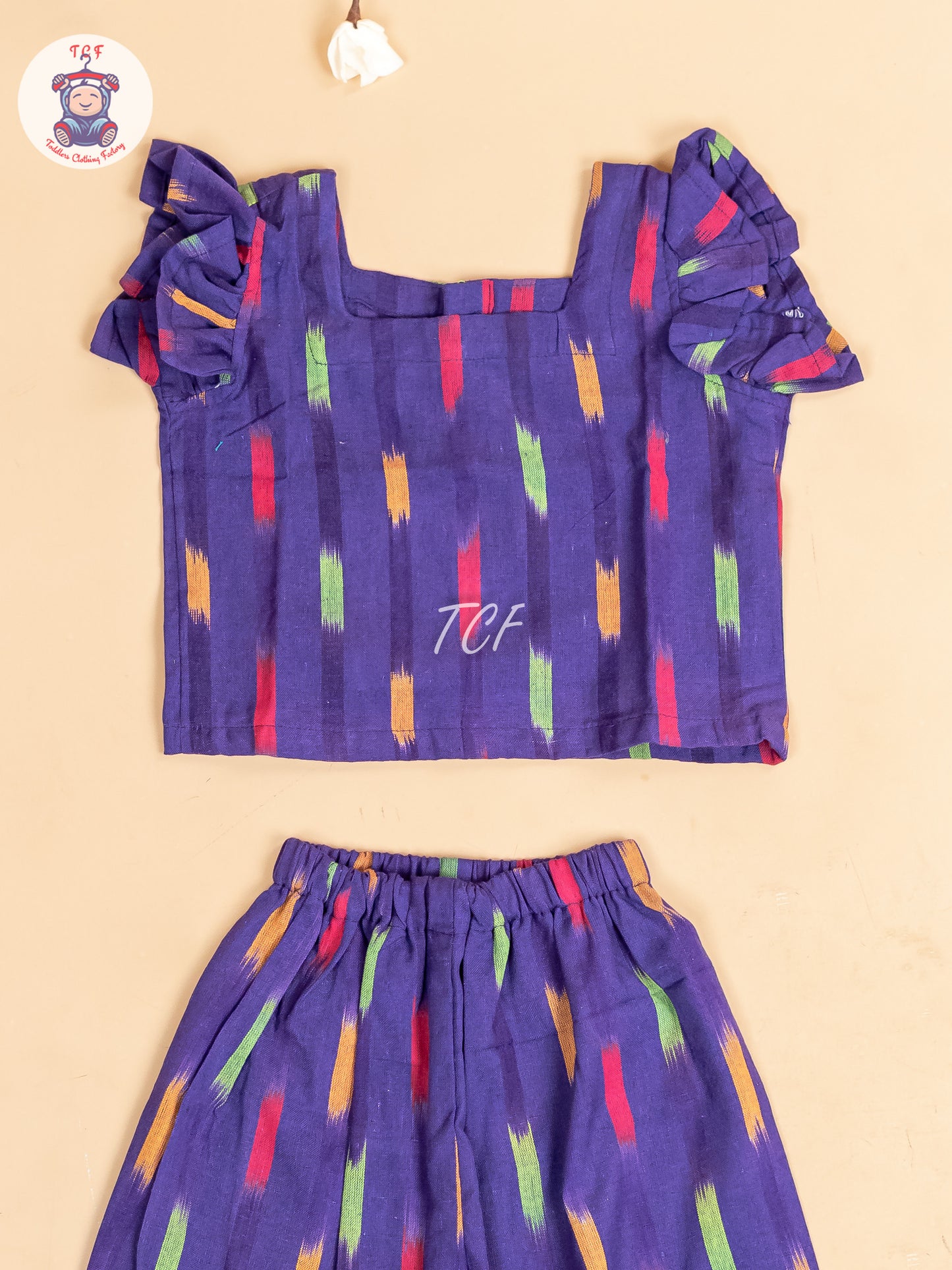 Purple - Girls Readymade Ikat Pyjama Sets