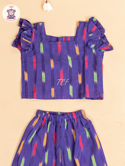 Purple - Girls Readymade Ikat Pyjama Sets